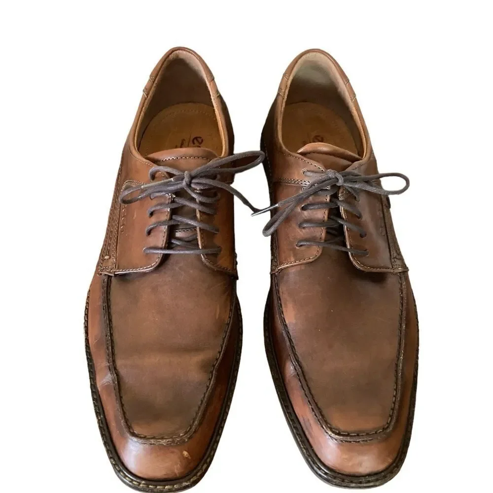 Ecco Shoes Mens Size 11 Leather Square Toe Oxfords